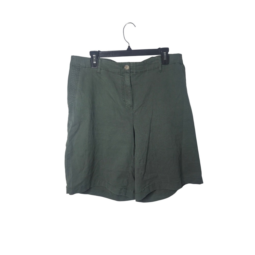J. Jill Womens Olive Green Cotton Tencel Blend Elastic Back Chino Shorts Size 16